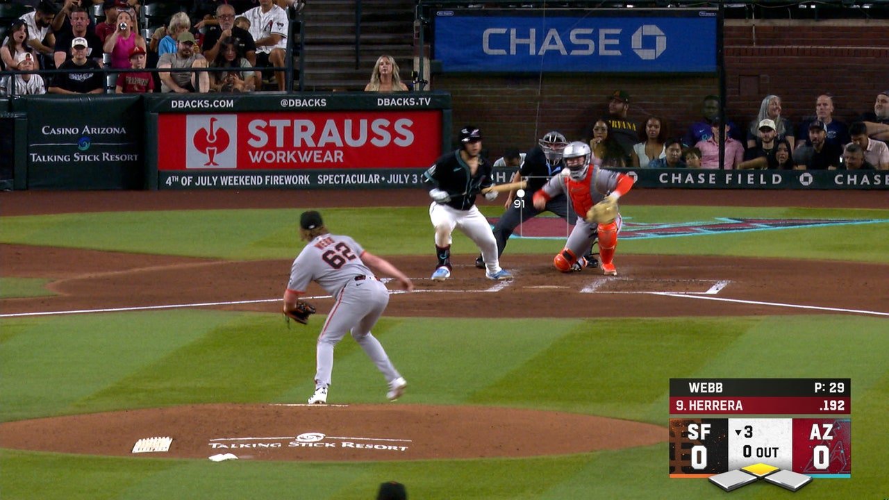José Herrera’s RBI single helps Diamondbacks grab lead over Giants